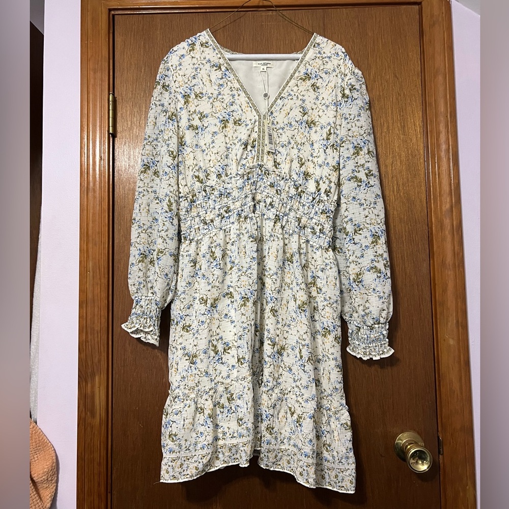 NWT Max Studio London Cream, Blue, Green, and Yellow Dress Size XL